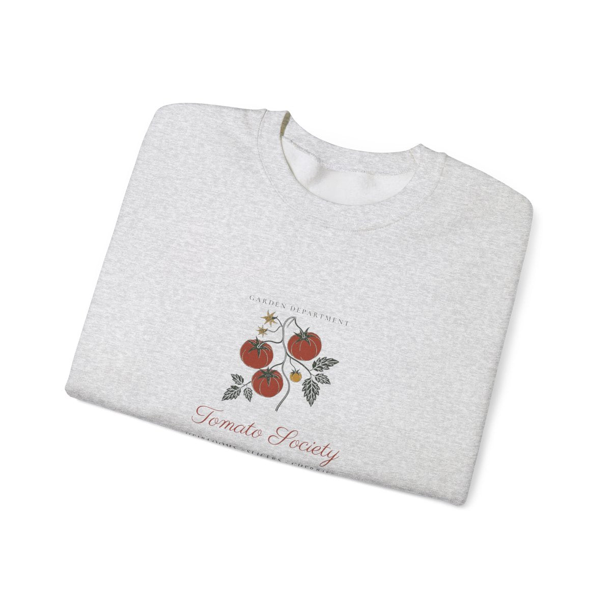 Tomato Society Crewneck in Ash, folded