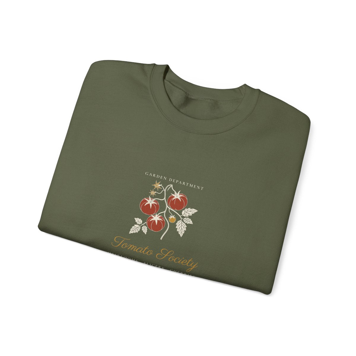 Tomato Society Crewneck in Military Green, folded