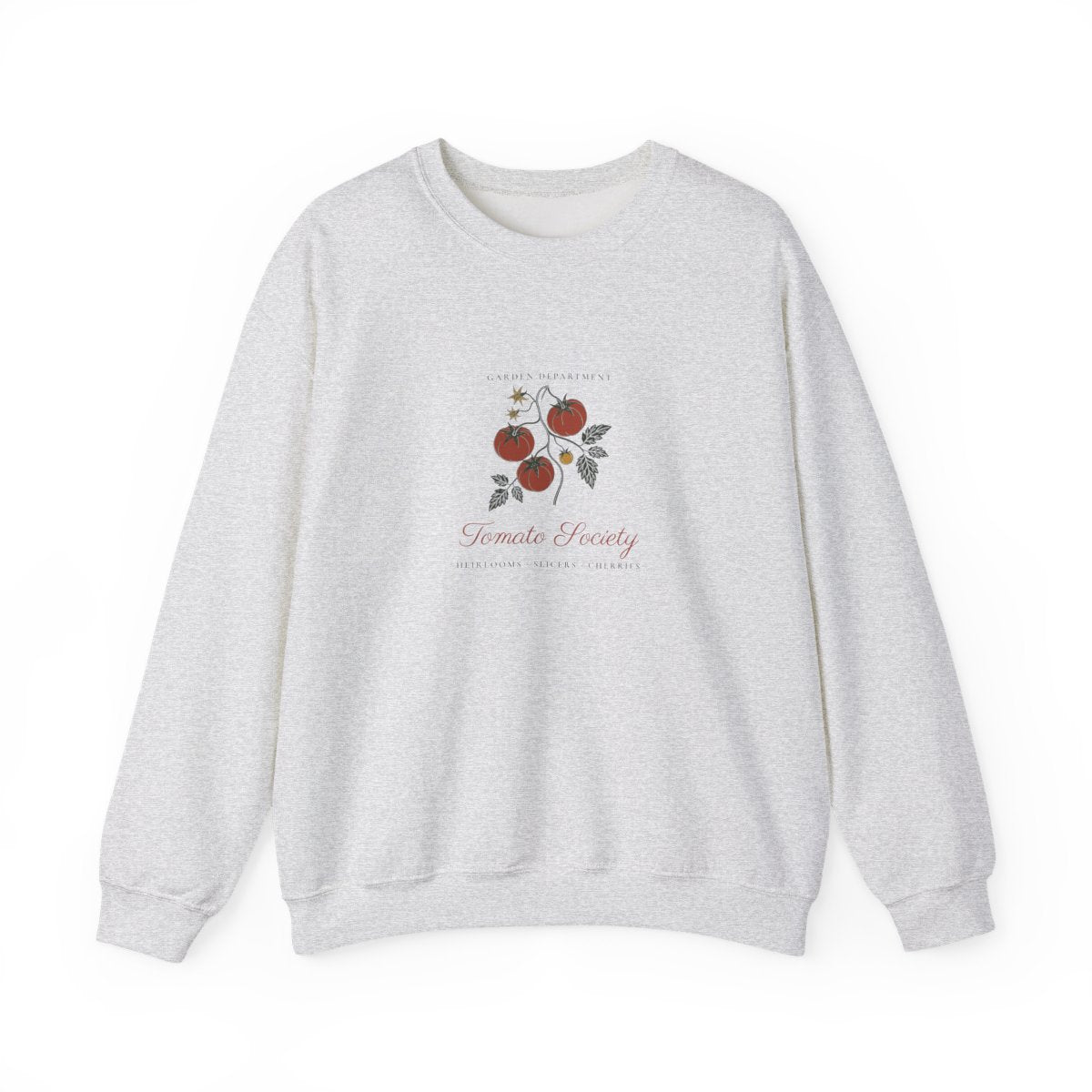 Tomato Society Crewneck in Ash, front view