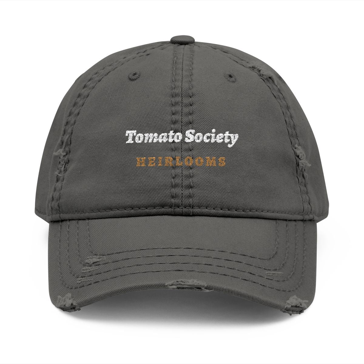 Tomato Society Dad Hat in Charcoal Grey, front view