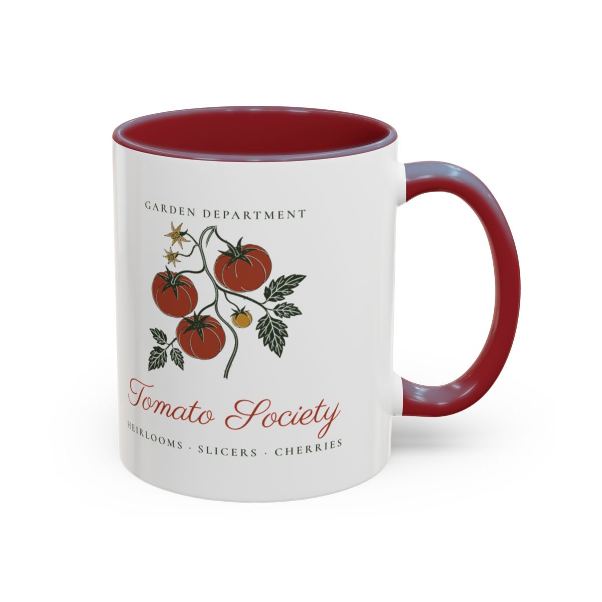 Tomato Society Mug in Maroon, right side
