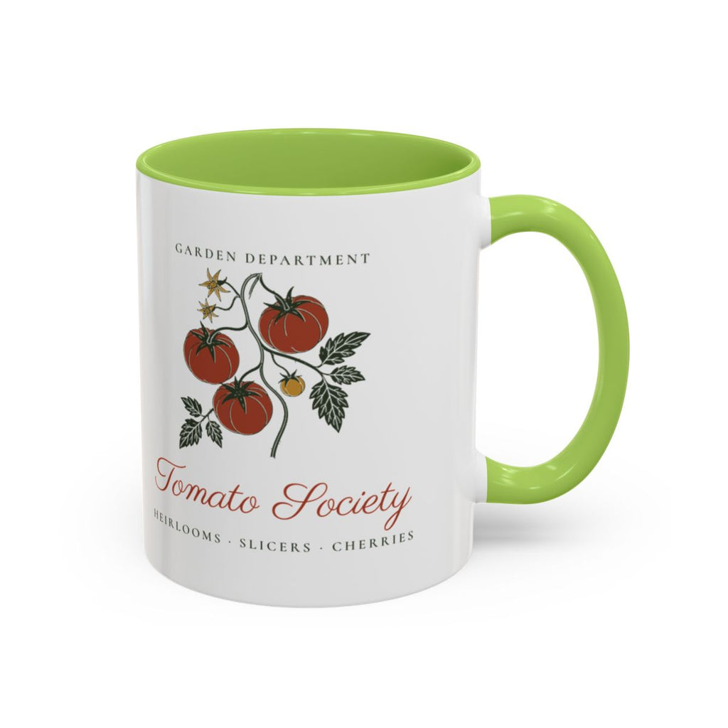 Tomato Society Mug in Light Green, right side