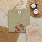 Tomato Society Tee in Khaki, fabric and print detail