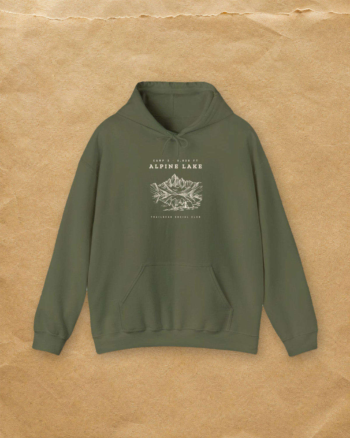 Alpine Lake Hoodie in Military Green, styled