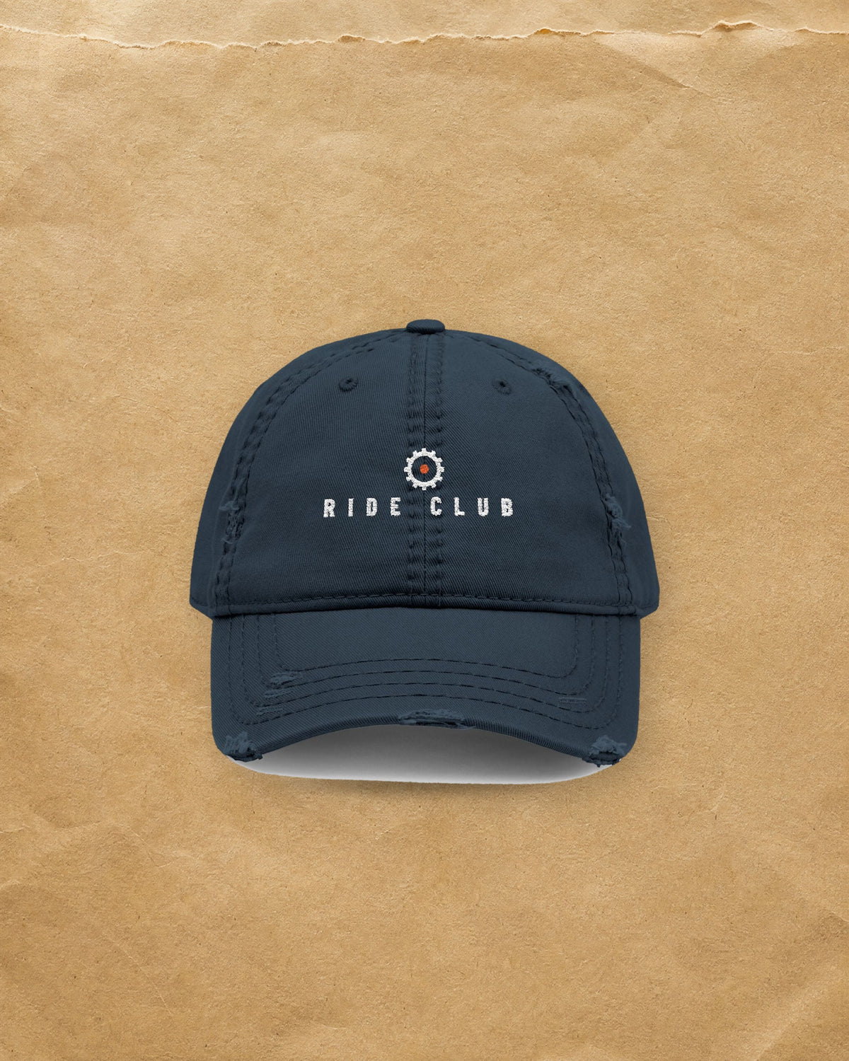 Ride Club Dad Hat in Dark Navy, styled