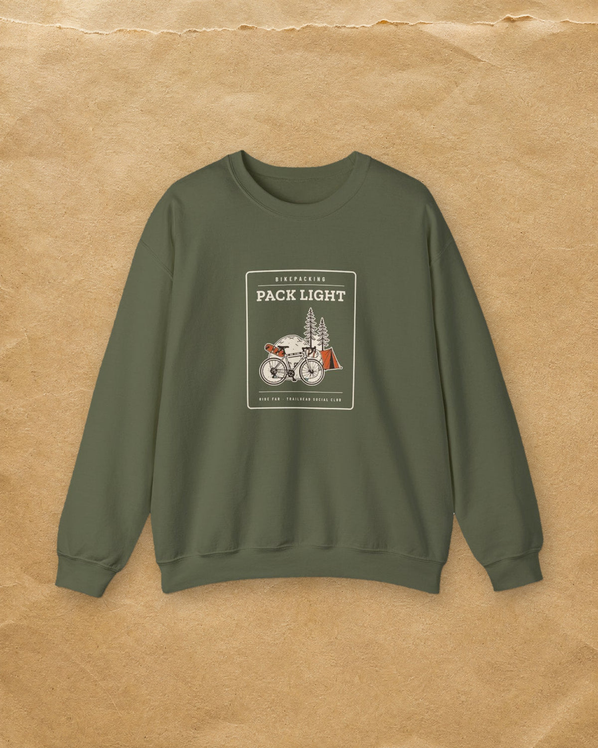 Pack Light Crewneck in Military Green, styled