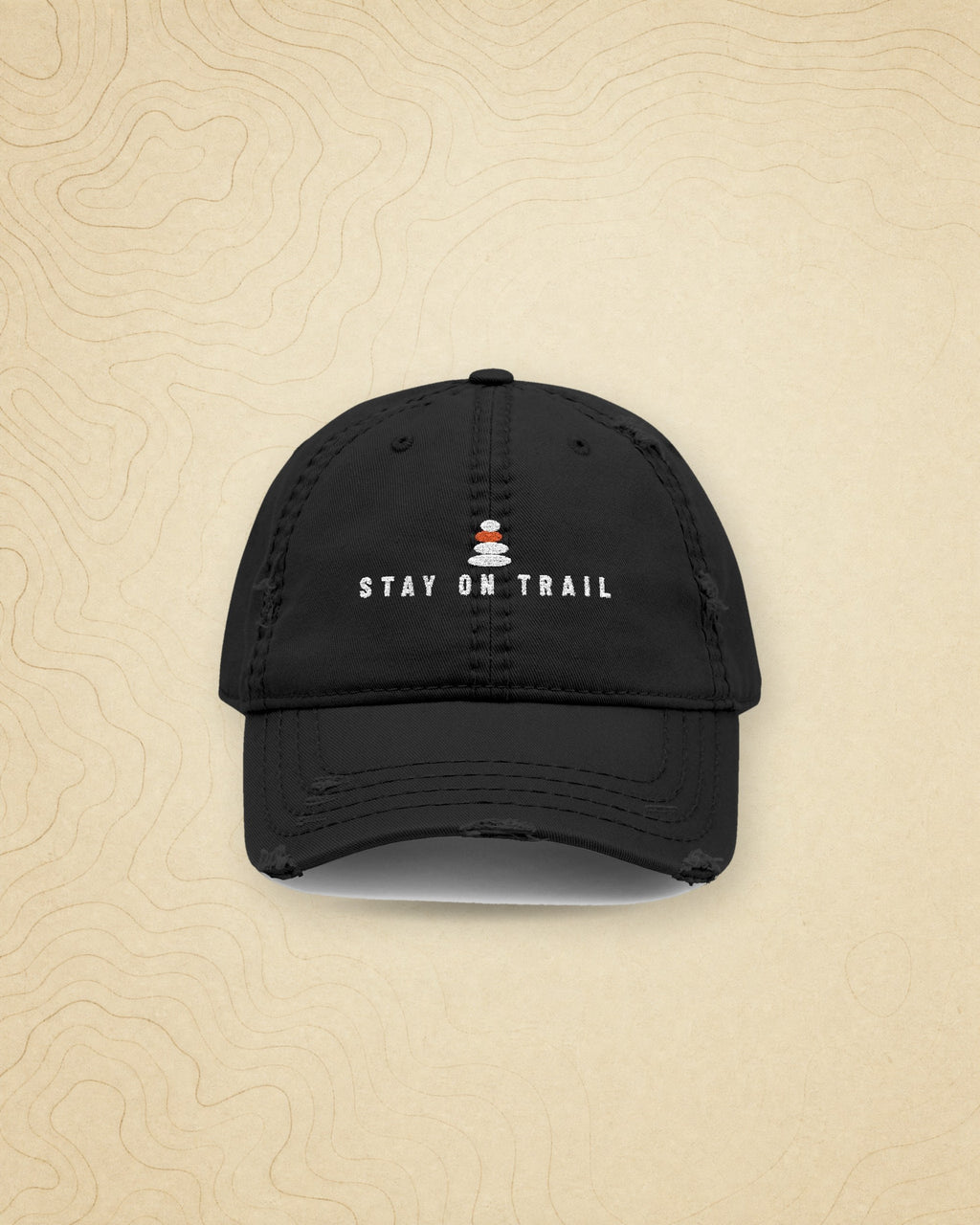 Stay on Trail Dad Hat in Black, styled