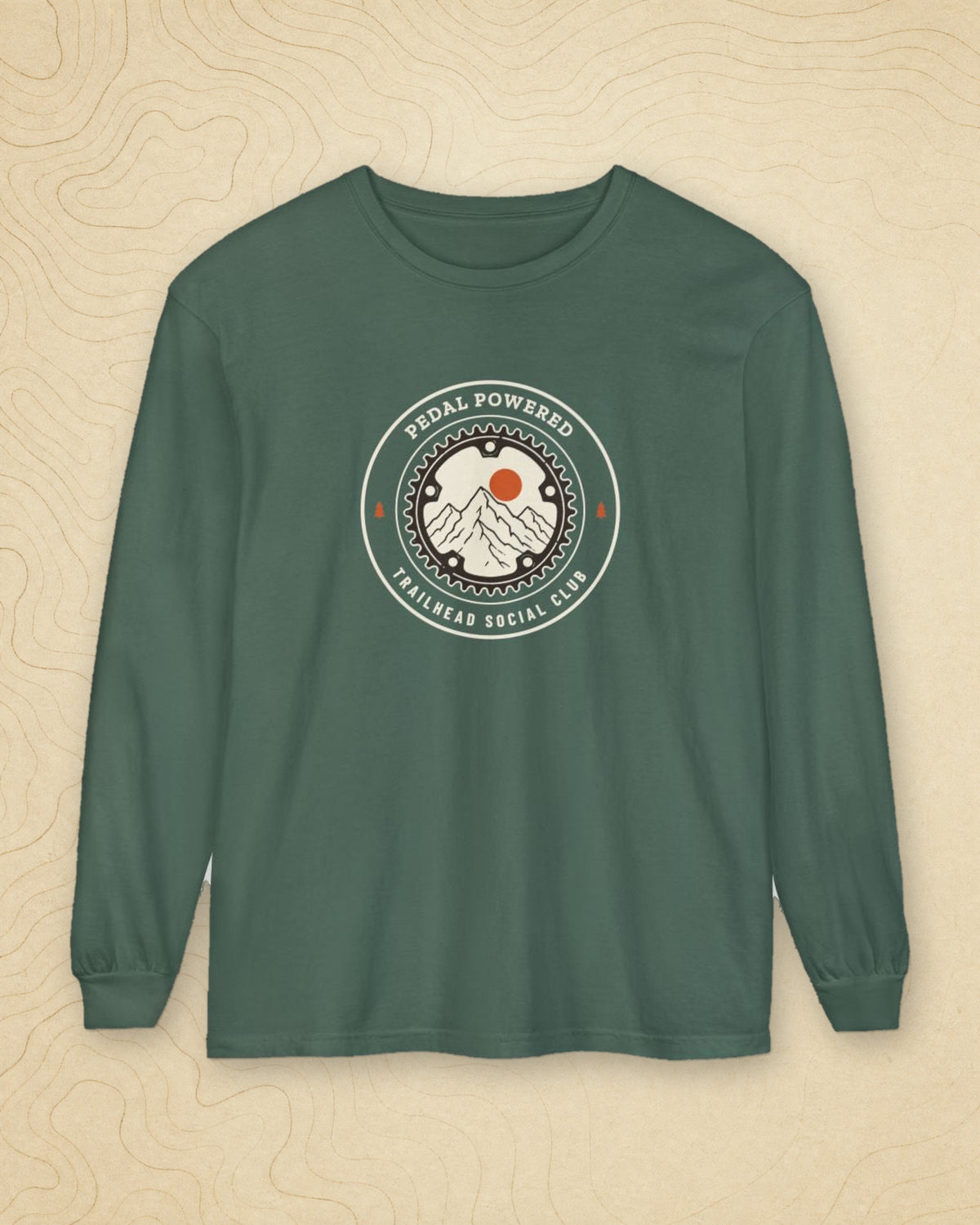 Chainring Long Sleeve Tee in Blue Spruce, styled