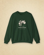 Coffee Outside Crewneck in Forest Green, styled