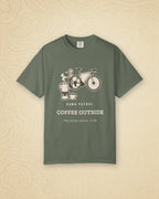 Coffee Outside Tee in Moss, styled