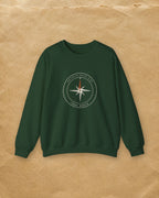 True North Crewneck in Forest Green, styled