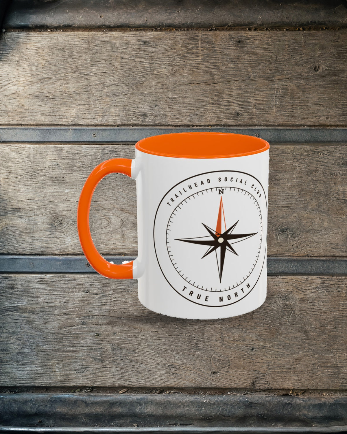 True North Mug in Orange, styled