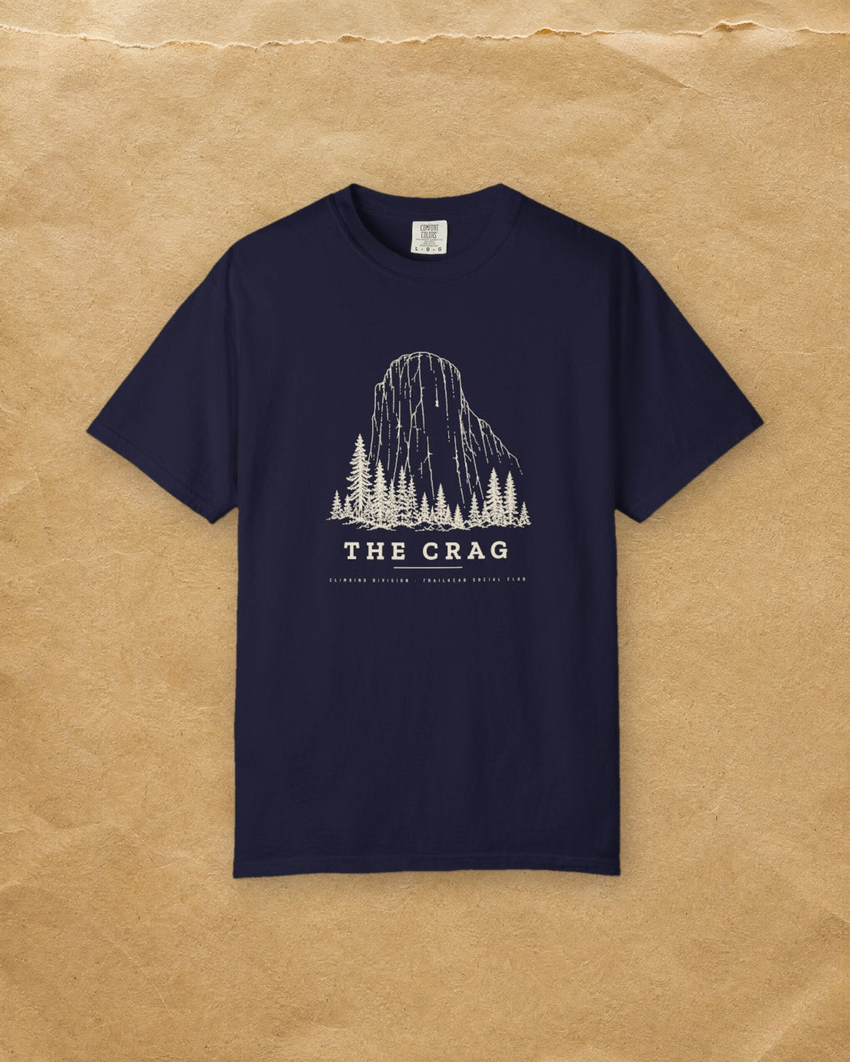 The Crag Tee in True Navy, styled