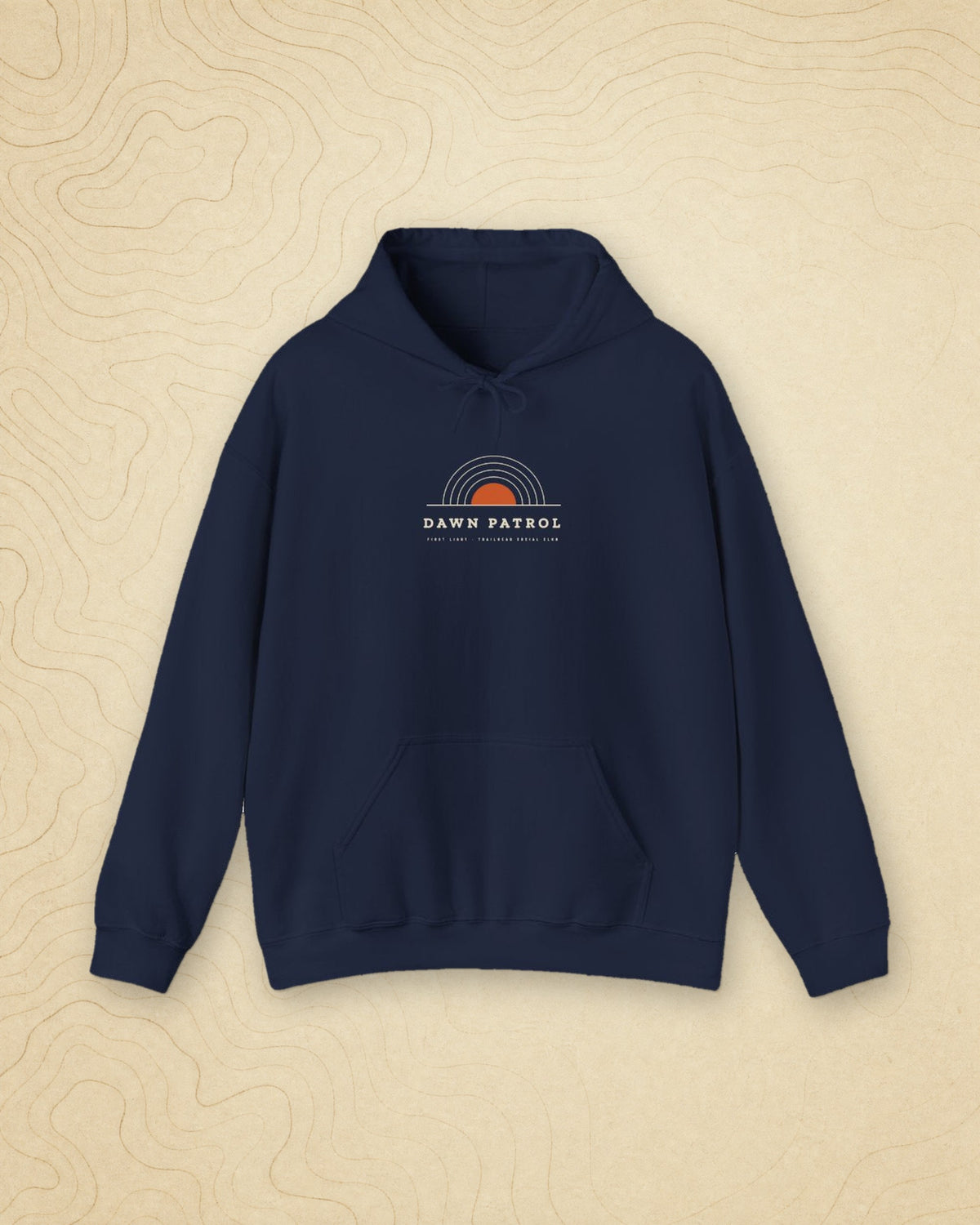Dawn Patrol Hoodie in Navy, styled