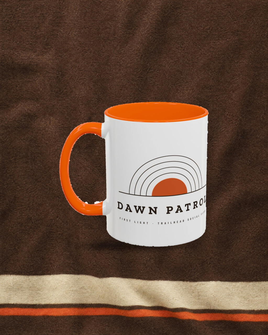 Dawn Patrol Mug in Orange, styled