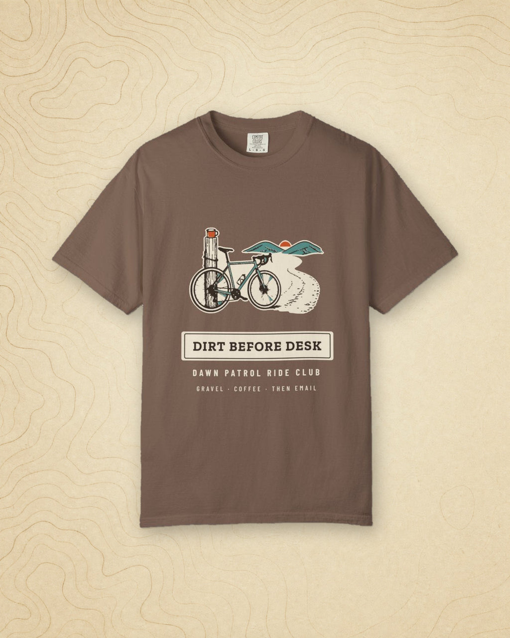 Dirt Before Desk Tee in Espresso, styled