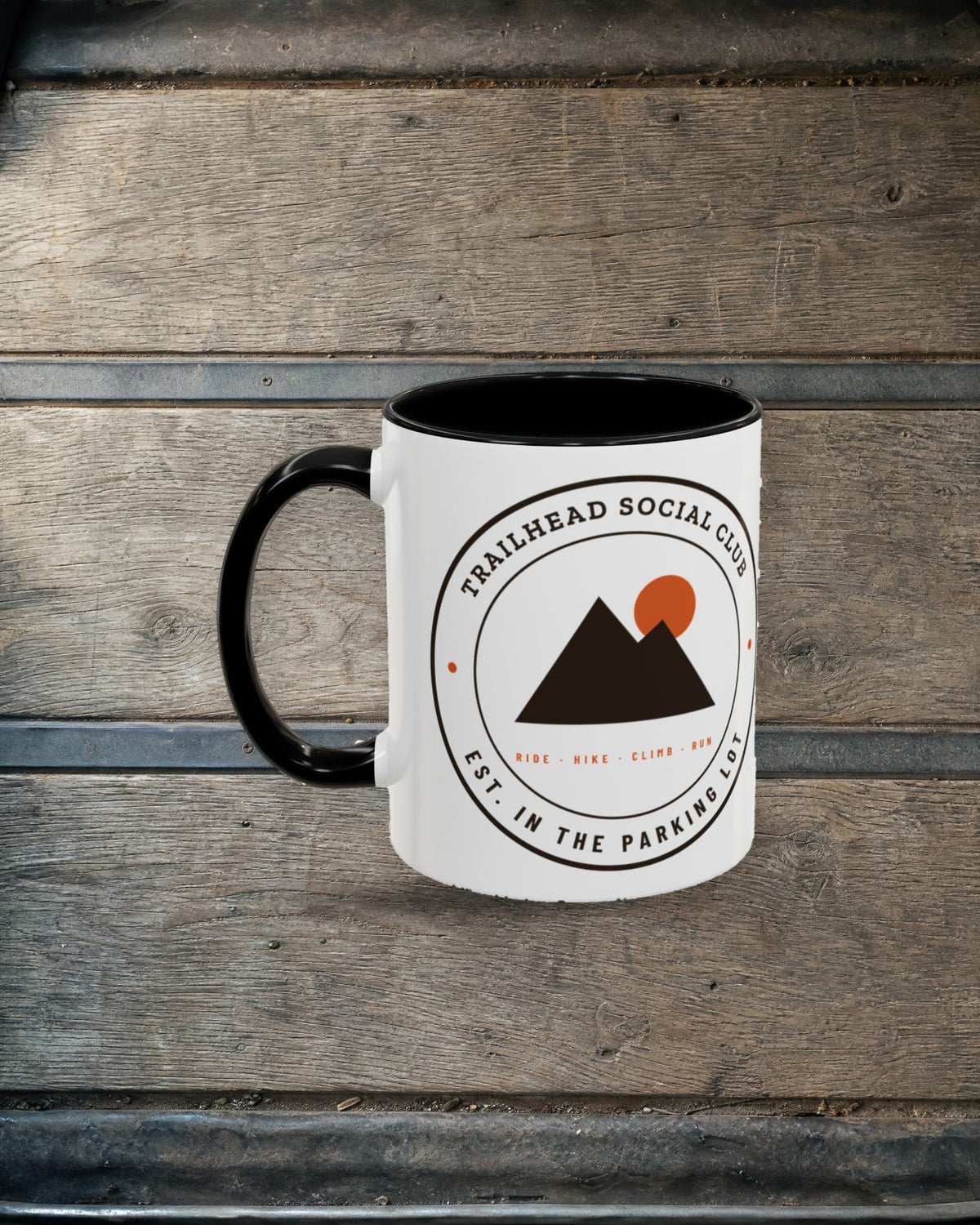 Parking Lot Seal Mug in Black, styled