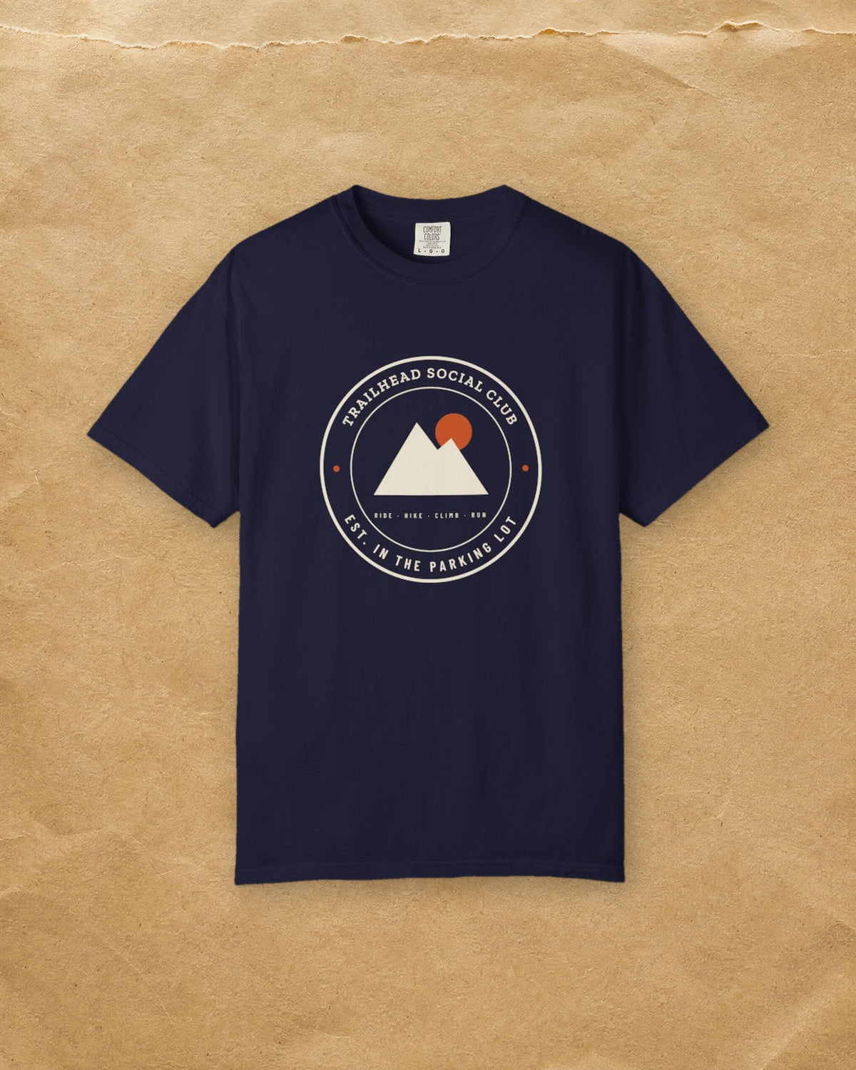 Parking Lot Seal Tee in True Navy, styled