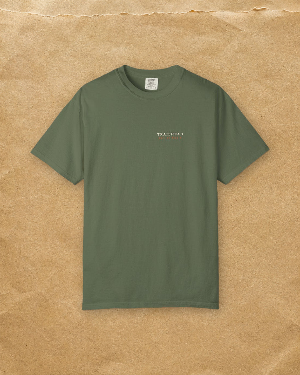 Established Pocket Tee in Sage, styled