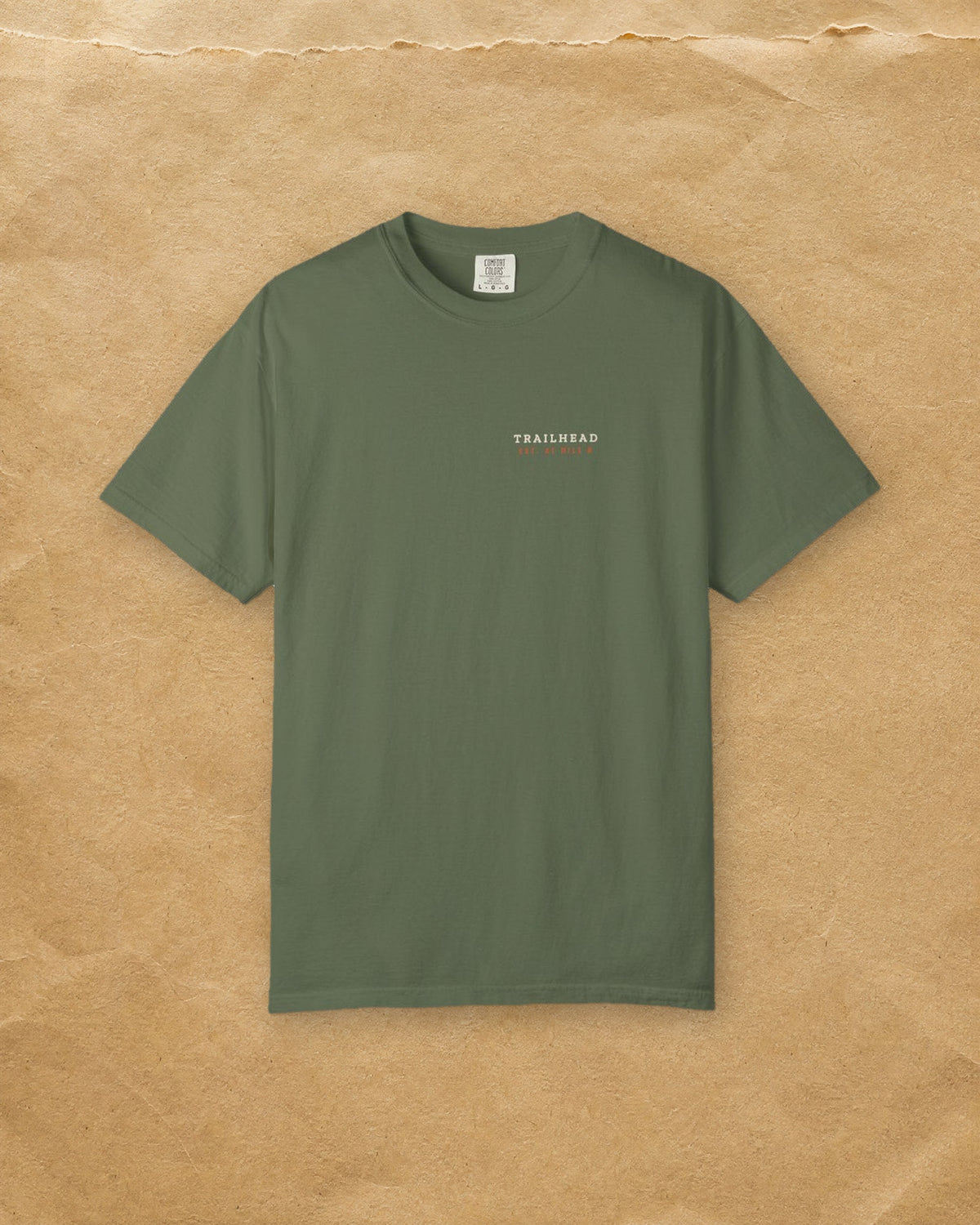 Established Pocket Tee in Sage, styled