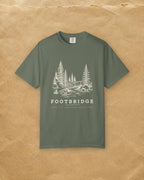 Footbridge Tee in Moss, styled