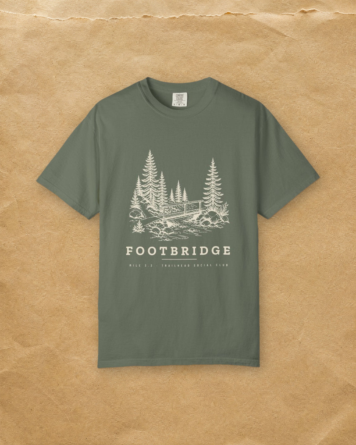 Footbridge Tee in Moss, styled
