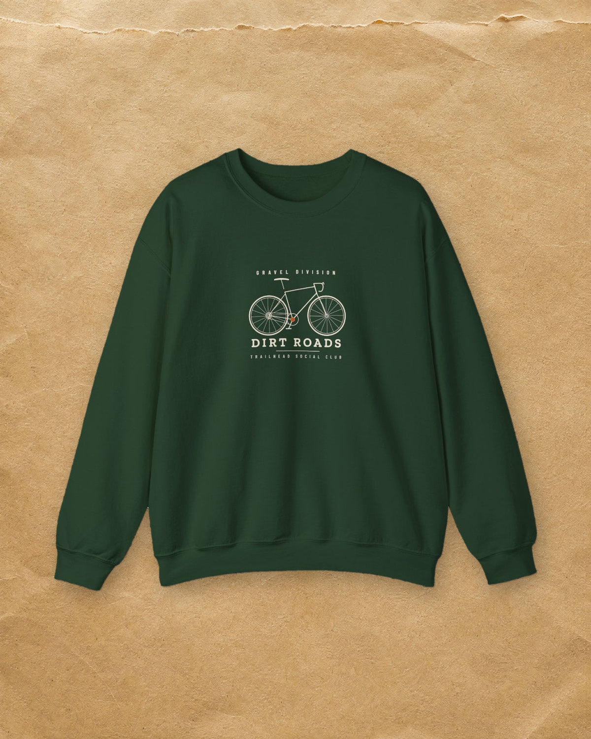 Gravel Division Crewneck in Forest Green, styled