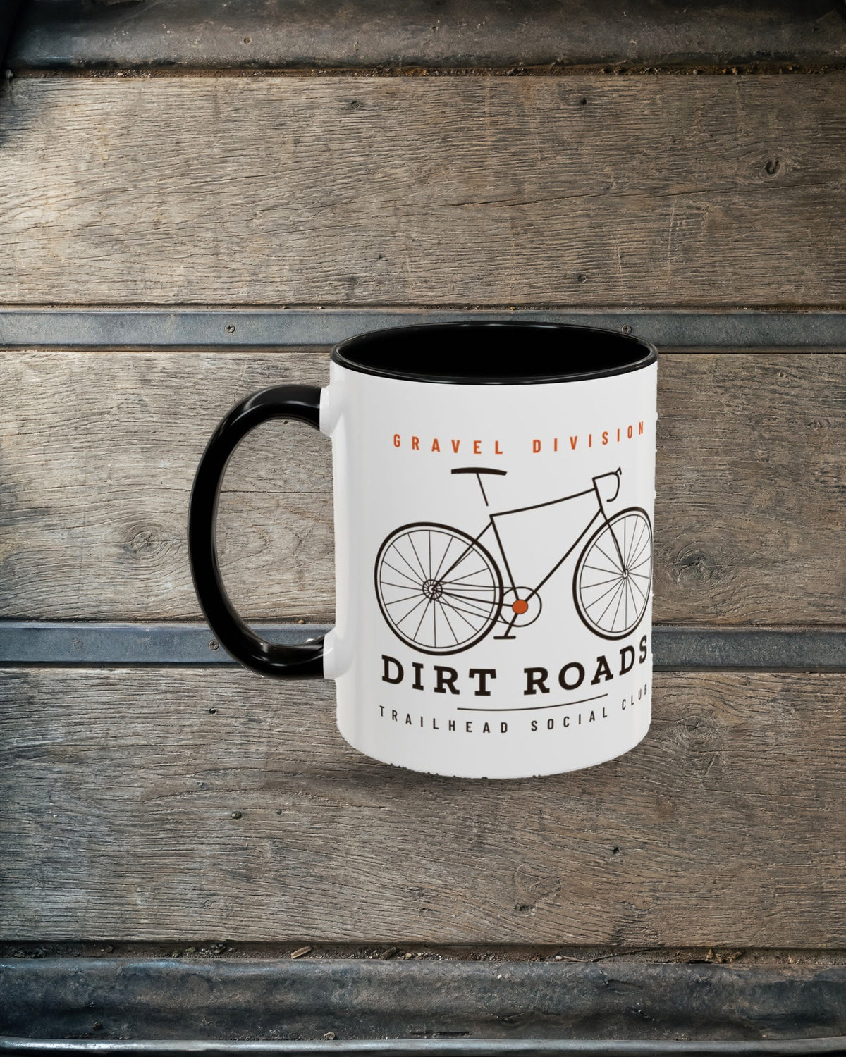Gravel Division Mug in Black, styled