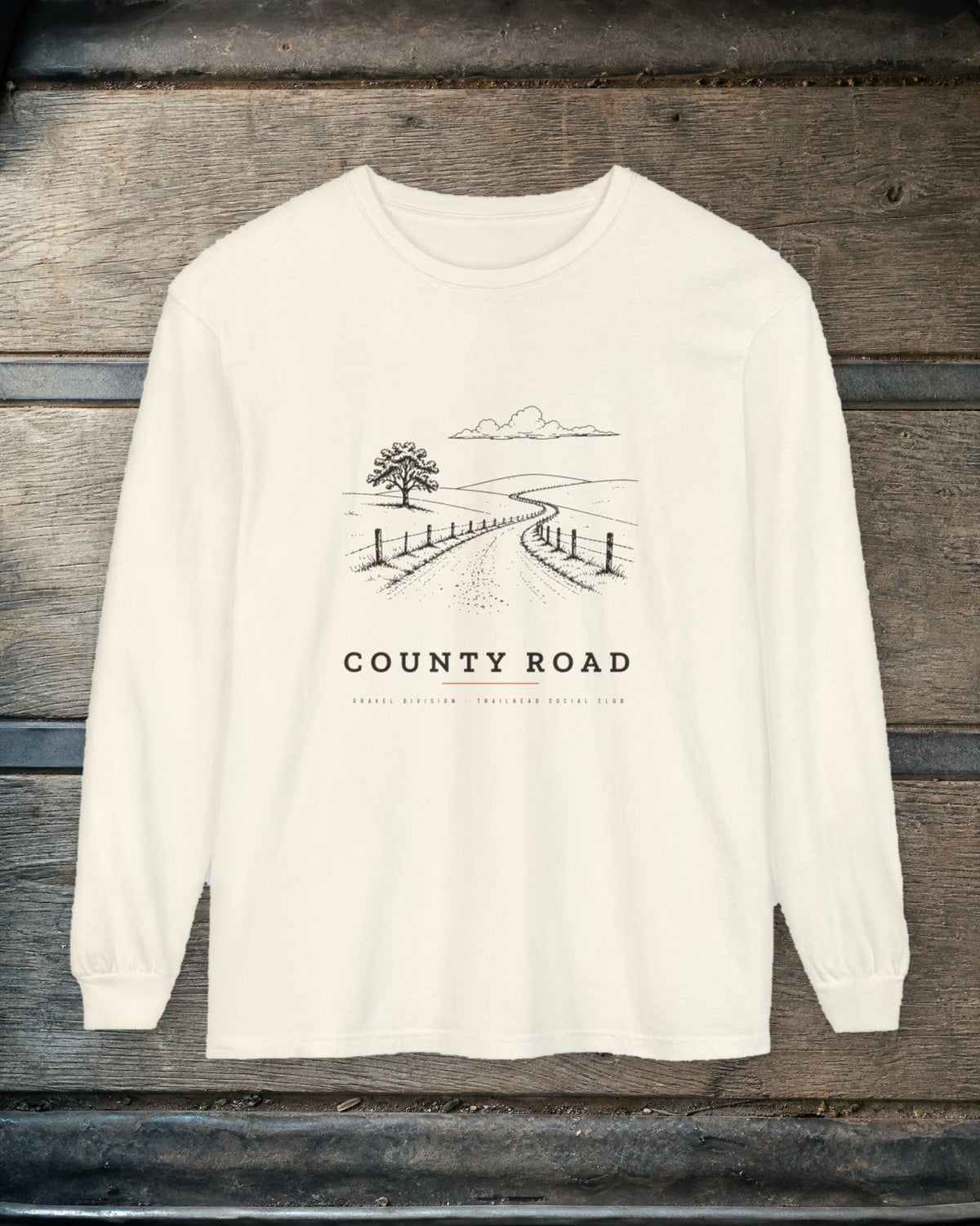 County Road Long Sleeve Tee in Ivory, styled