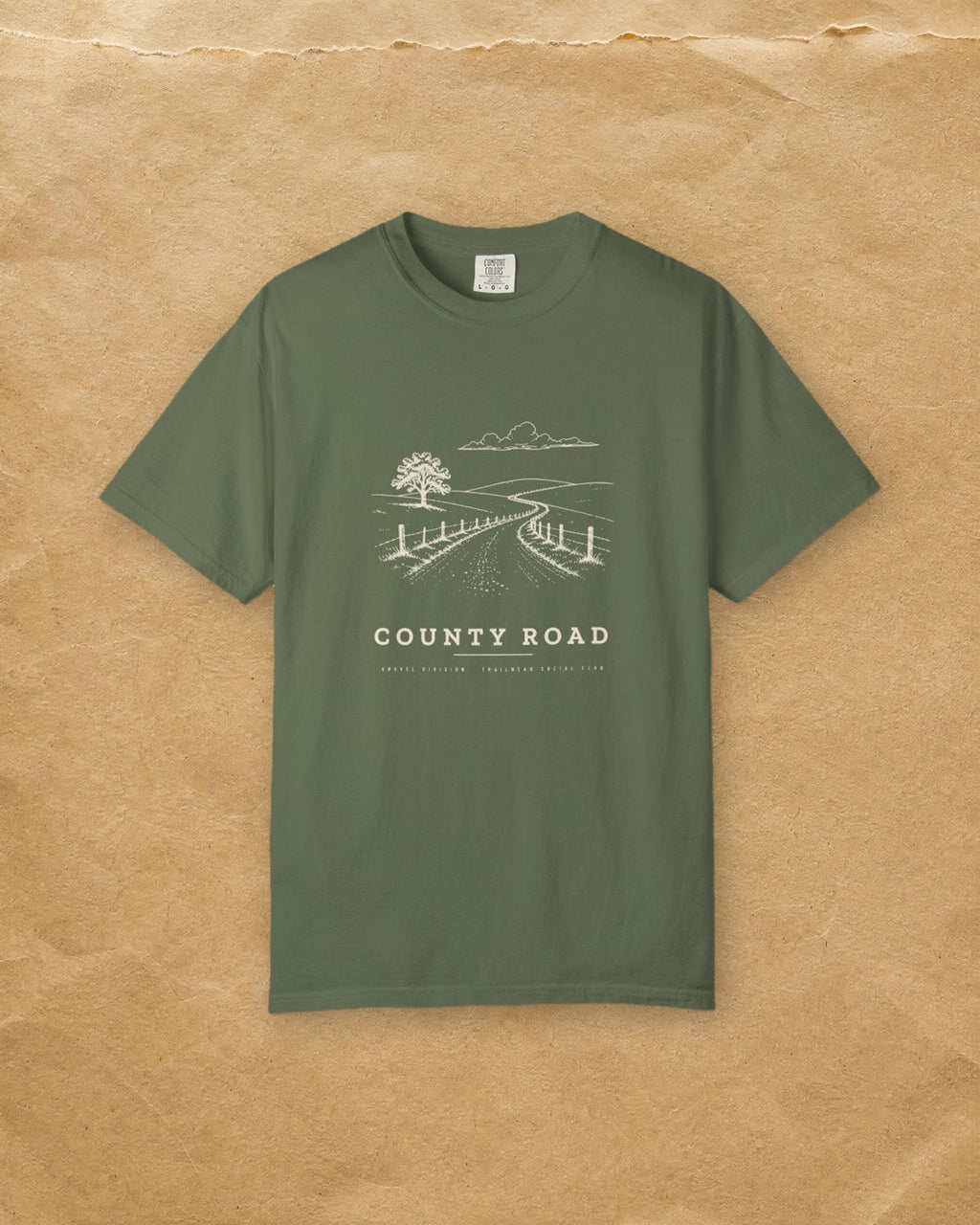 County Road Tee in Sage, styled
