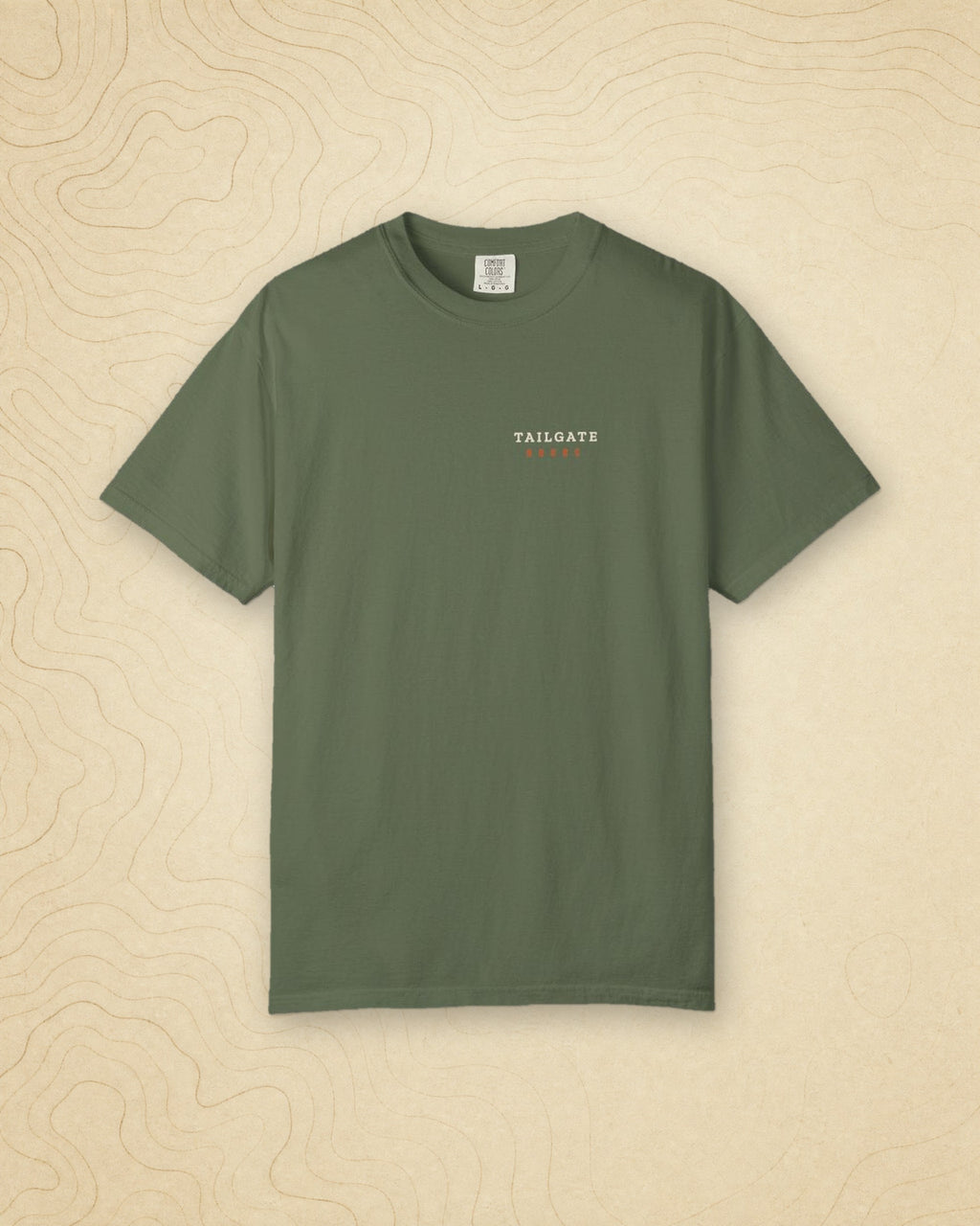 Tailgate Hours Pocket Tee in Sage, styled