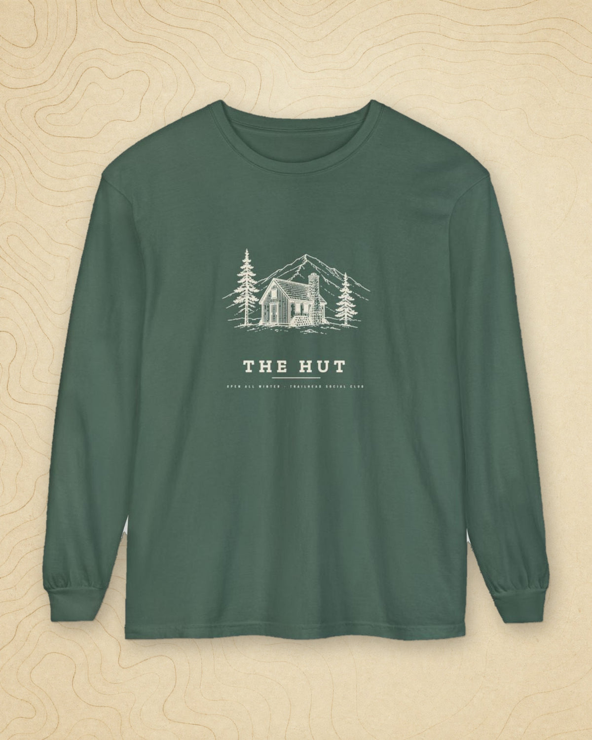 Mountain Hut Long Sleeve Tee in Blue Spruce, styled