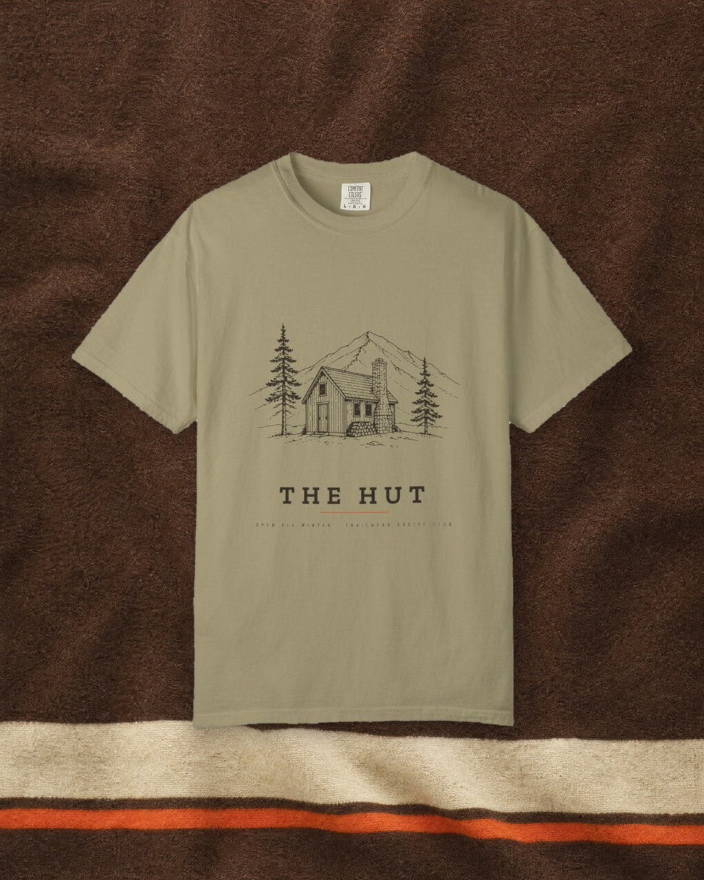 Mountain Hut Tee in Khaki, styled