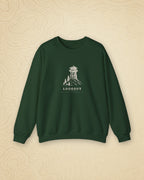 Lookout Tower Crewneck in Forest Green, styled