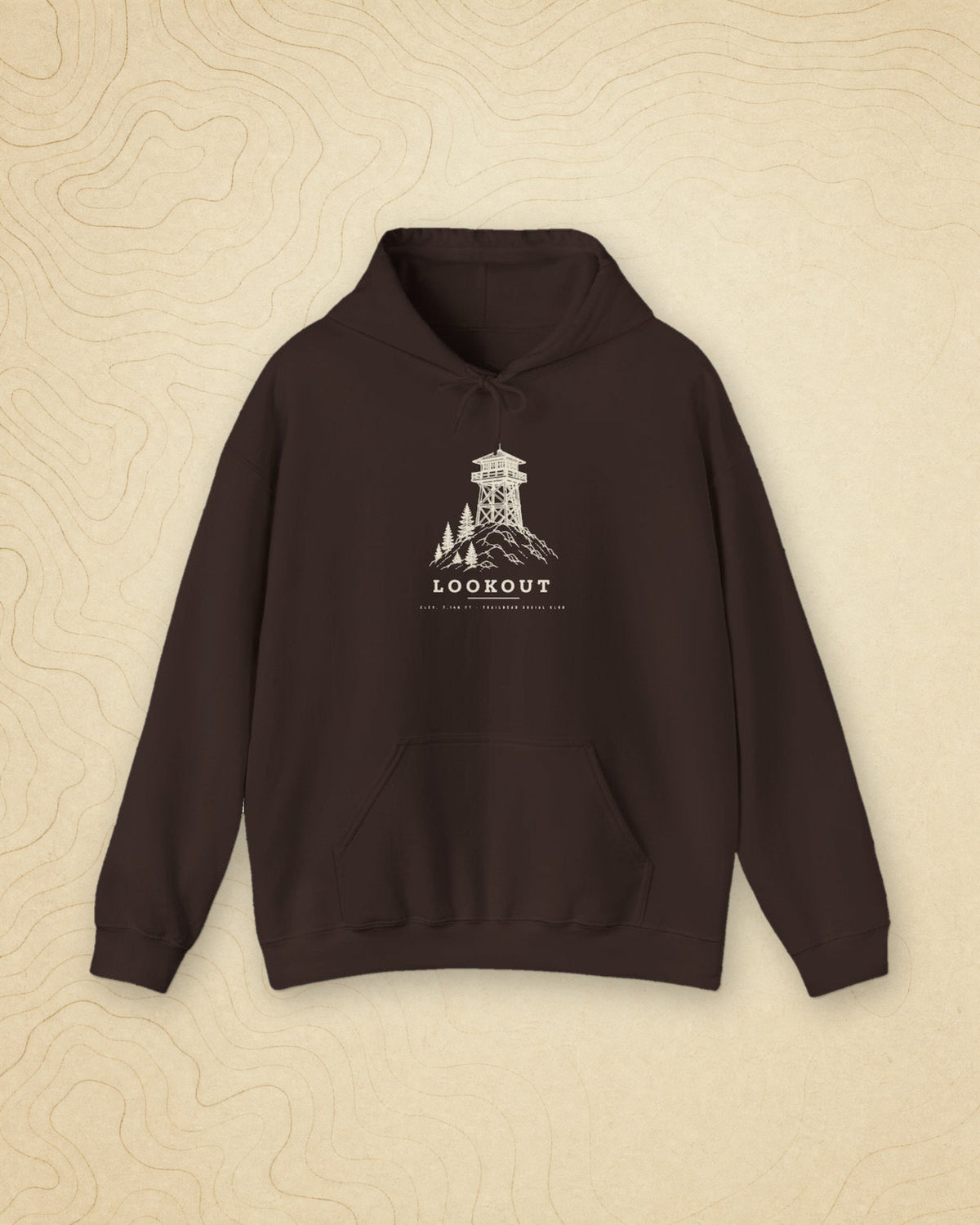 Lookout Tower Hoodie in Dark Chocolate, styled
