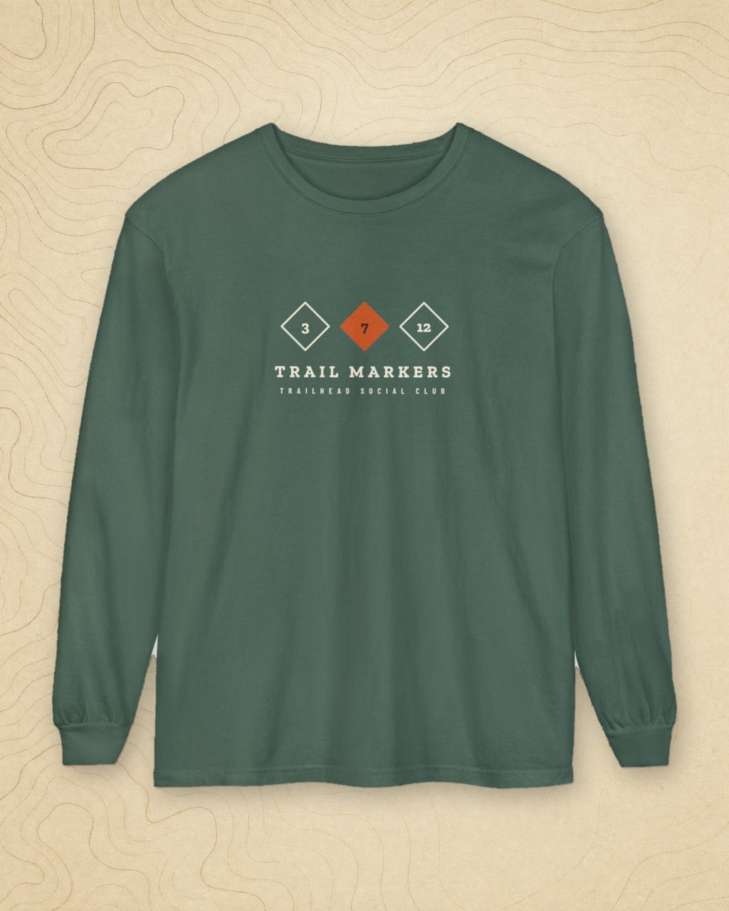 Trail Markers Long Sleeve Tee in Blue Spruce, styled