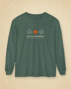 Trail Markers Long Sleeve Tee in Blue Spruce, styled