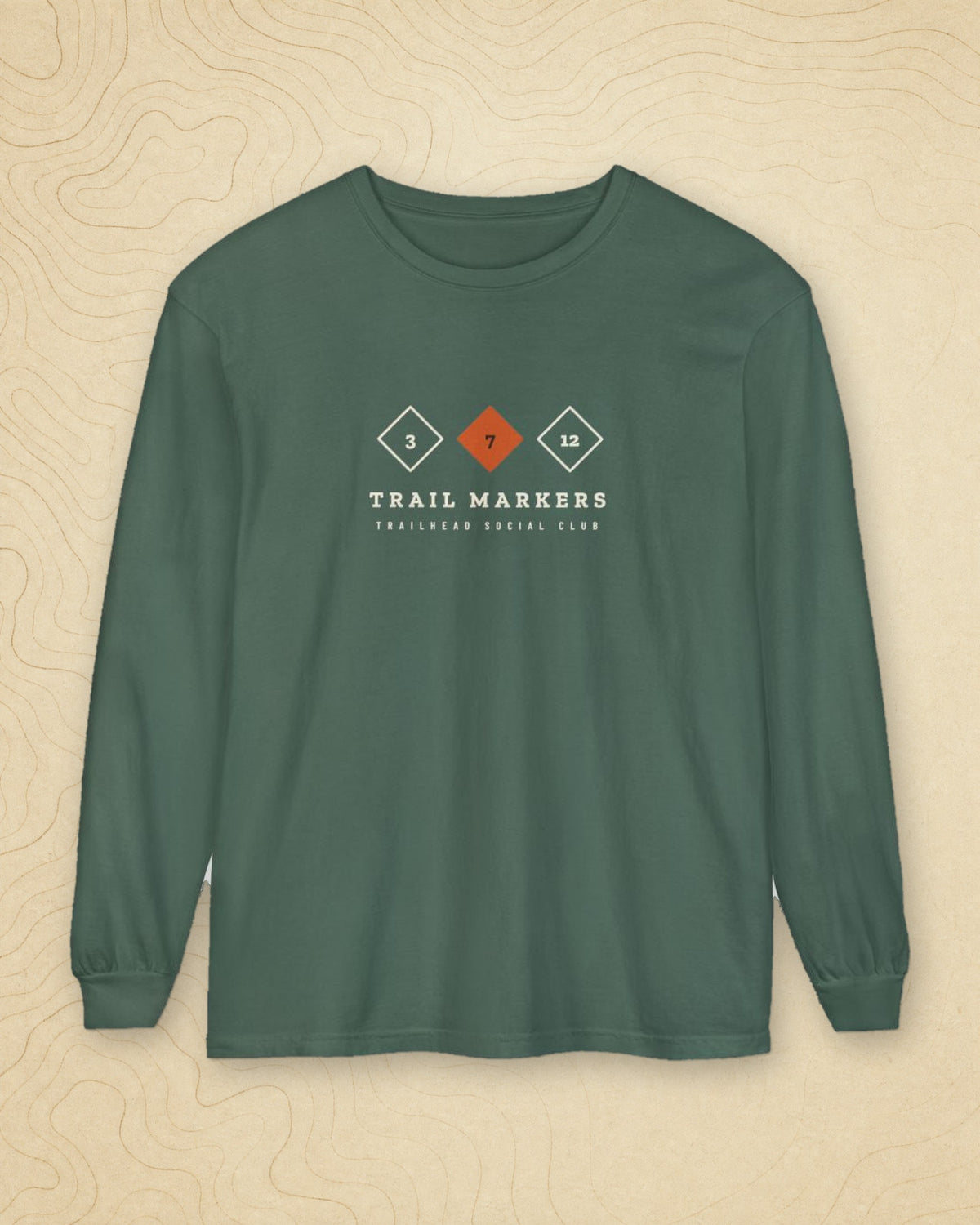Trail Markers Long Sleeve Tee in Blue Spruce, styled