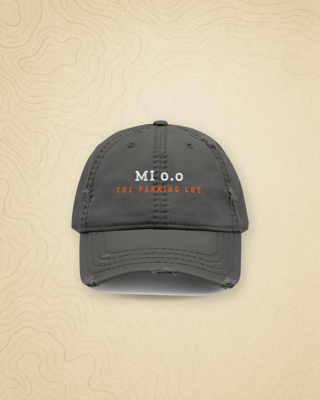 Mile Zero Dad Hat in Charcoal Grey, styled