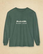 Night Ride Long Sleeve Tee in Blue Spruce, styled