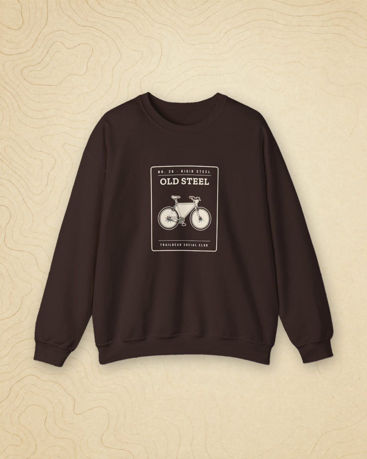 Old Steel Crewneck in Dark Chocolate, styled