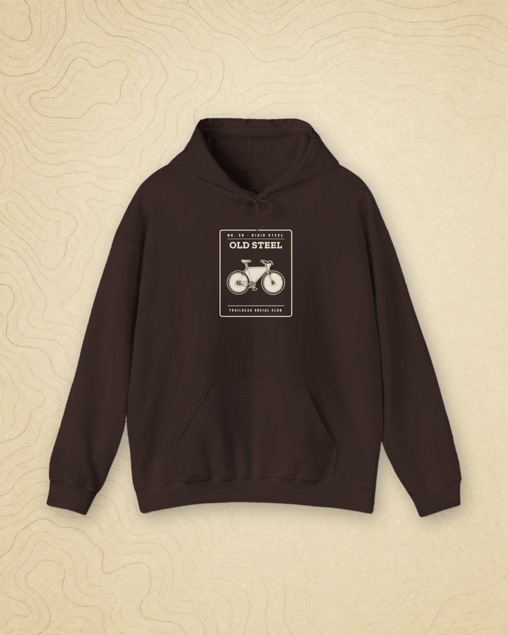 Old Steel Hoodie in Dark Chocolate, styled