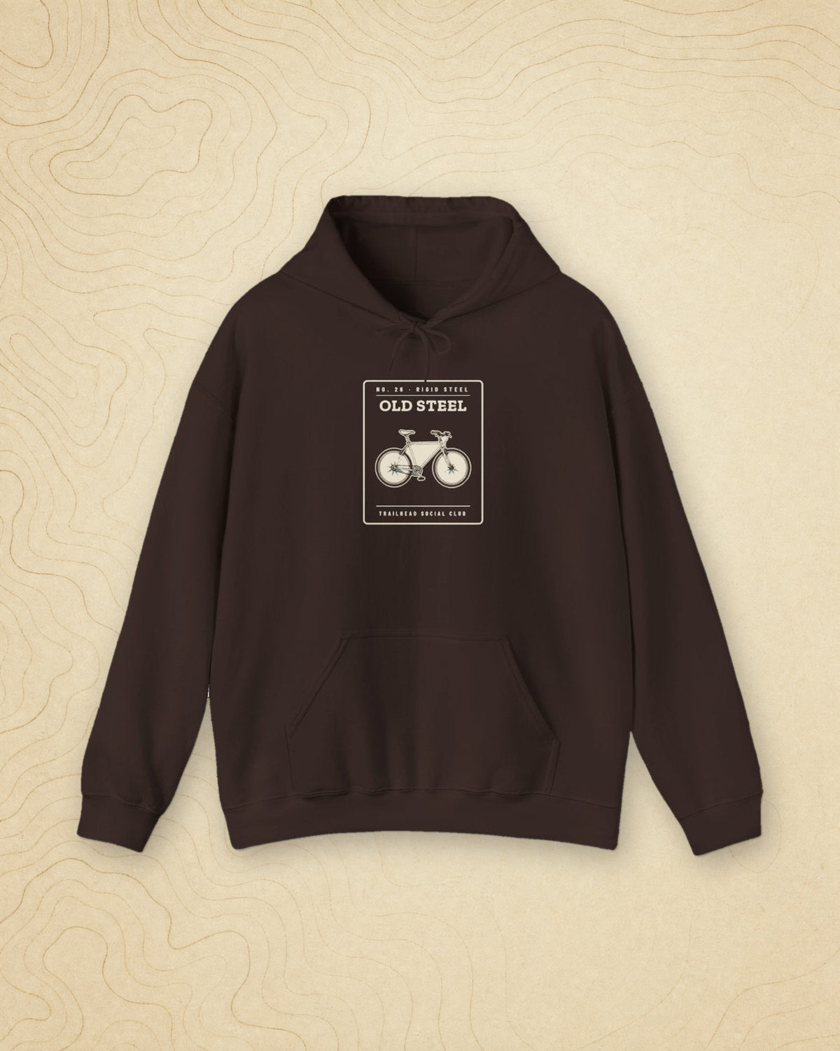 Old Steel Hoodie in Dark Chocolate, styled