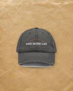 One More Lap Dad Hat in Charcoal Grey, styled