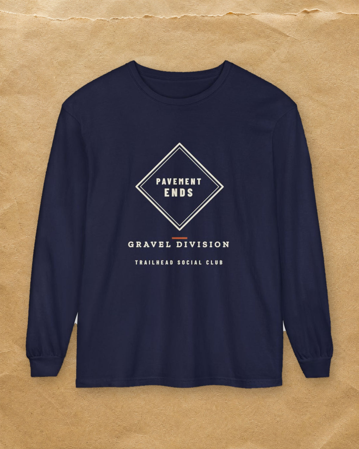 Pavement Ends Long Sleeve Tee in True Navy, styled