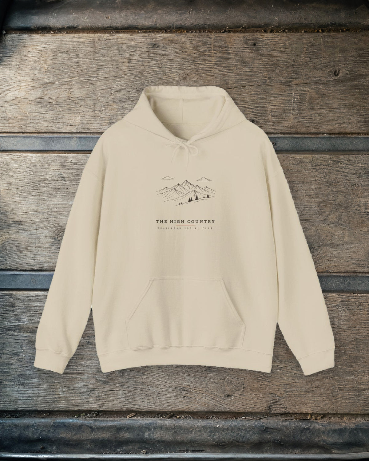 The Range Hoodie in Sand, styled