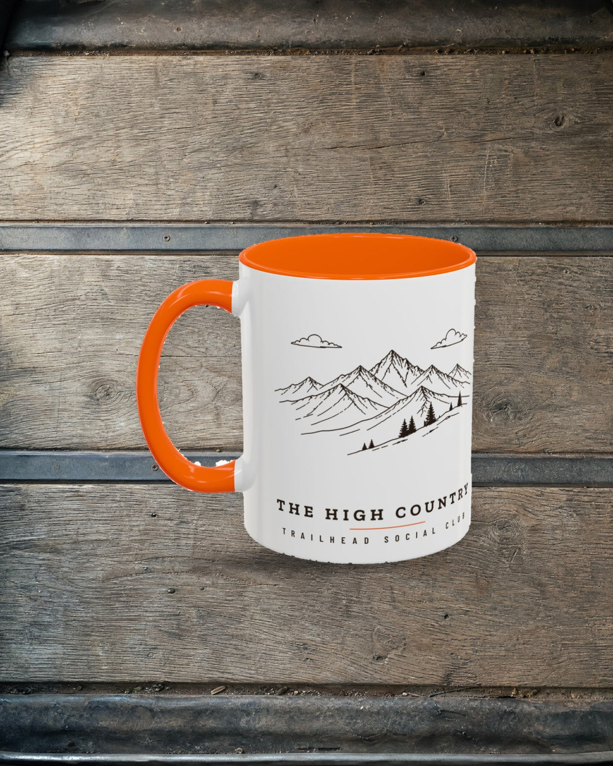 The Range Mug in Orange, styled