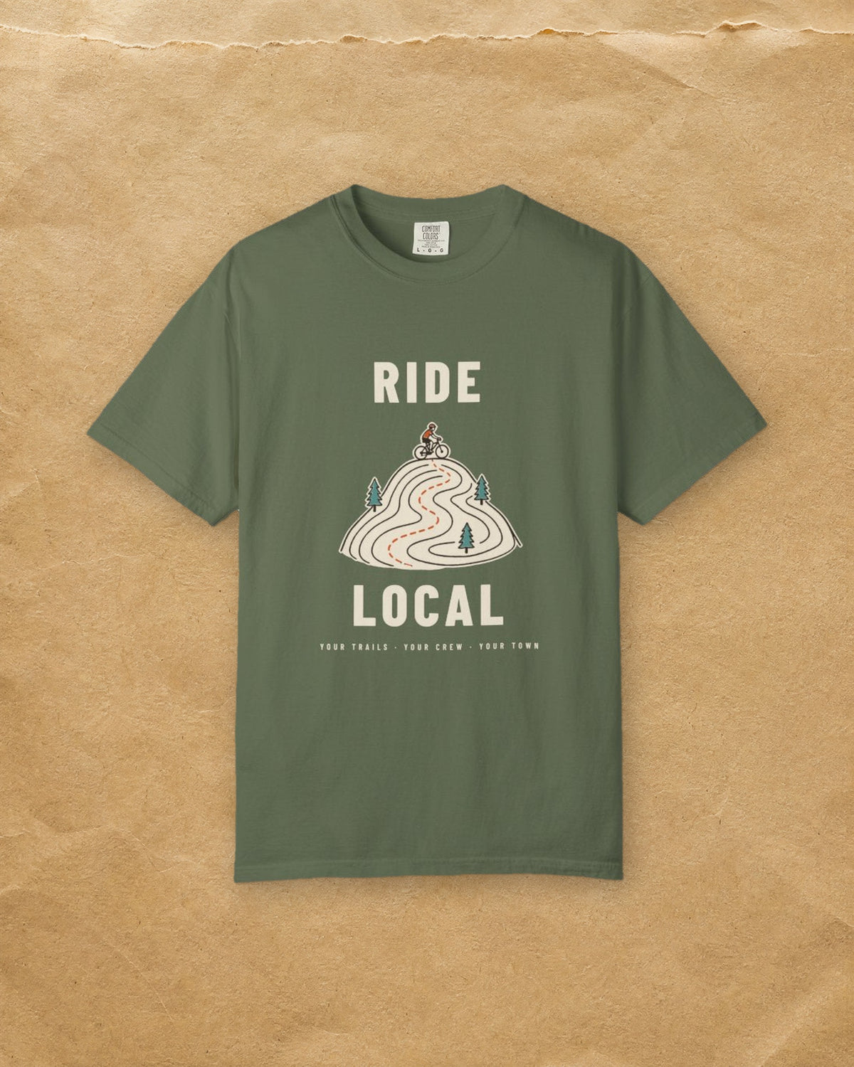 Ride Local Tee in Sage, styled