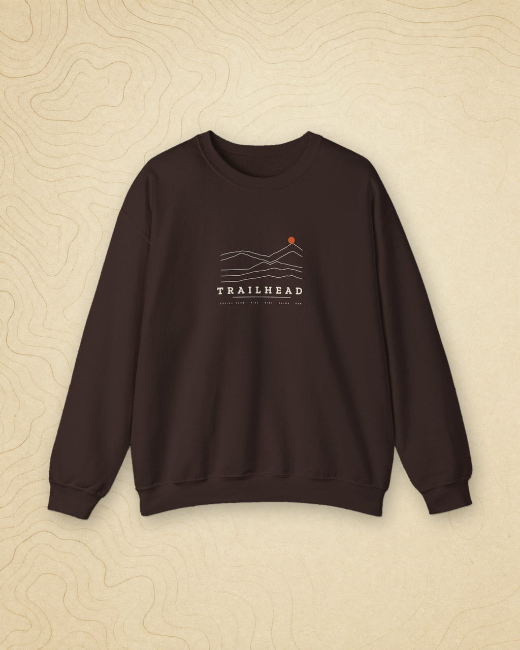 Ridgeline Crewneck in Dark Chocolate, styled