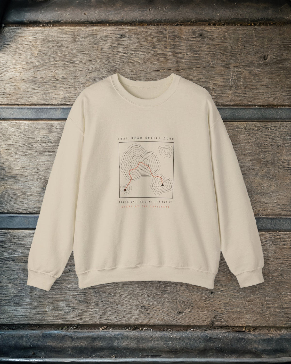 Route Map Crewneck in Sand, styled